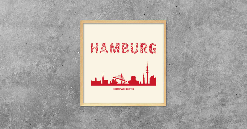 Buchstabengrafik Hamburg - Sehenswürdigkeiten