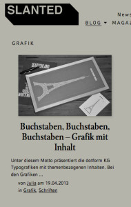 Buchstabengrafik Artikel bei Slanted