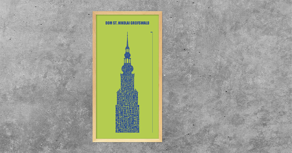 Buchstabengrafik Dom St. Nikolai Greifswald